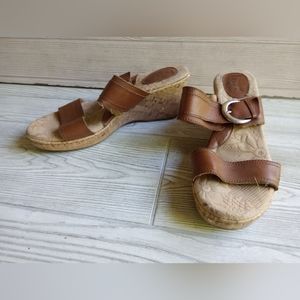 BOC Born Cork Wedge Platform Sandals Brown Leather size 9M